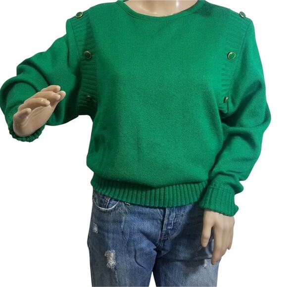 Neiman Marcus Sweater Womens 10 Green Pullover Made in USA Vintage - Picture 1 of 10